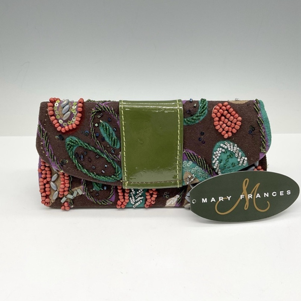 Mary Frances Fabric Beaded Graphic Clutch‎